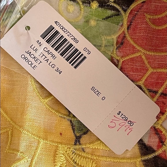 NWT! ($130) Chico's Women's Linen Blazer Jacket Open front Floral Boho, Sz S - Picture 13 of 13